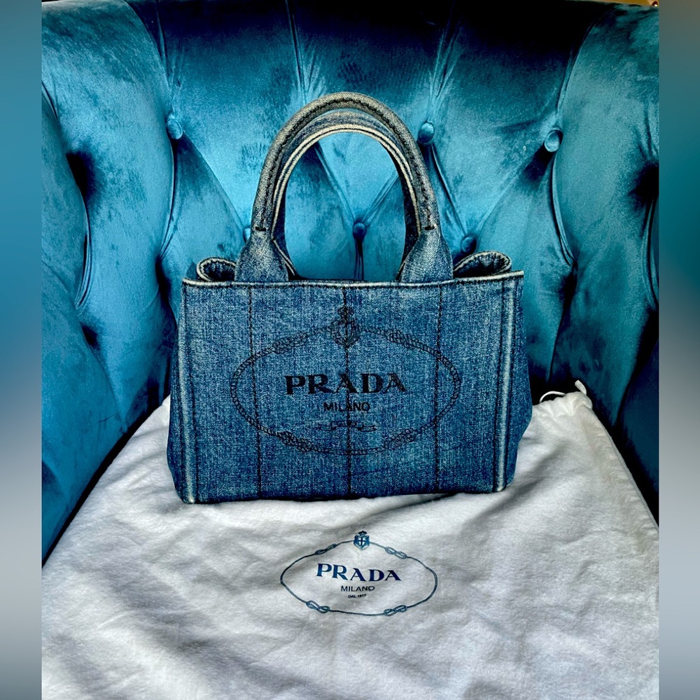 ๐ฏ Authentic Prada Canapa Demin Mini Tote - Picture 1 of 14